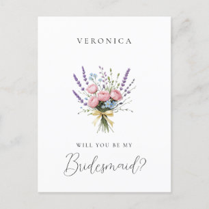 Vintager Lavendel Vorschlag für eine florale Bride Postkarte