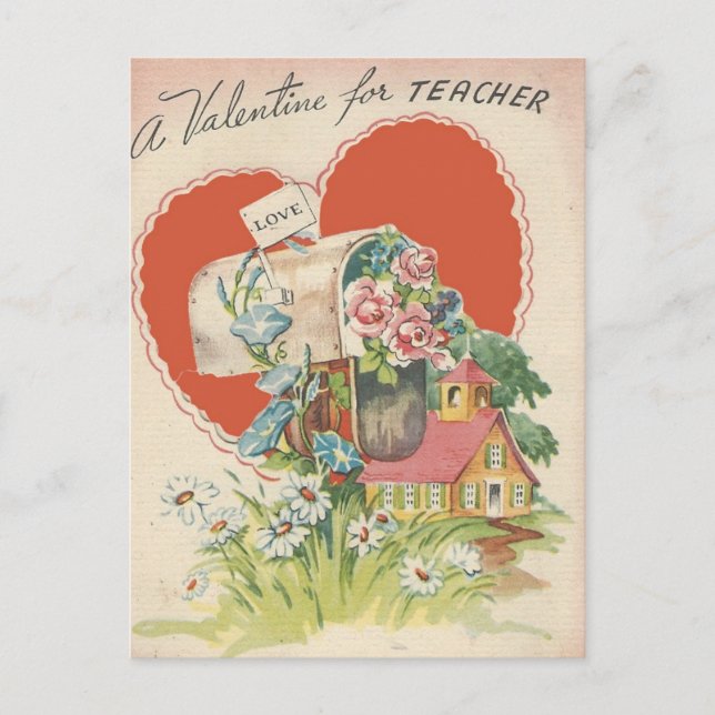 Vintager Lehrer Valentine Feiertagspostkarte (Vorderseite)