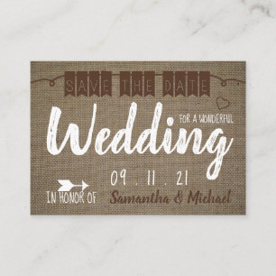 Vintager Leinwand-Effekt, Save the Date Begleitkarte