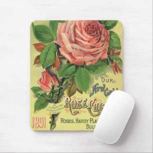 Vintager Leitfaden zur Rose Kulturbuch Kunst, 1891 Mousepad