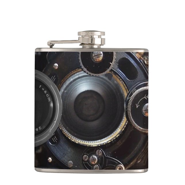 Vintager Lens-Film für antike Fotografie Flachmann (Vorderseite)