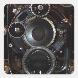 Vintager Lens-Film für antike Fotografie Quadratischer Aufkleber