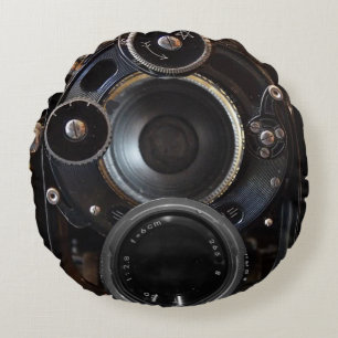 Vintager Lens-Film für antike Fotografie Rundes Kissen
