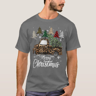 Vintager Leopard LKW mit Weihnachtsbaum T-Shirt