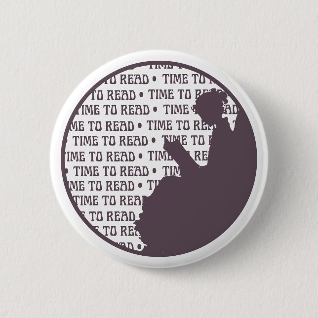 Vintager Lesedamenknopf für Buchliebhaber Button (Vorderseite)