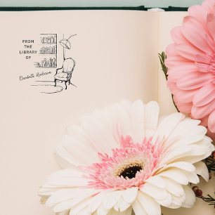 Vintager Lesesaal aus der Bibliothek Permastempel