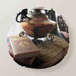 Vintager Lesesaal-Kopfkissen Rundes Kissen