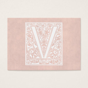 Vintager Letter V Monogramm Rose Rosa Pergament "V