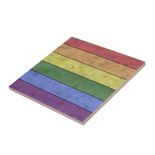 Vintager LGBT-Flaggenstolz auf Regenbogen Fliese (Seite)