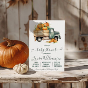 Vintager Lieferwagen LKW mit Pumpkins Kinderdusche Einladung