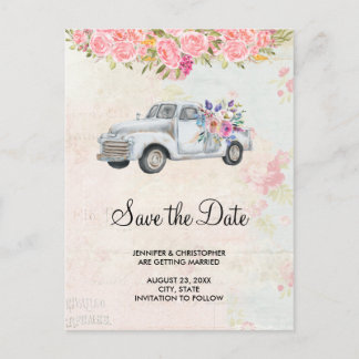 Vintager Lieferwagen LKW Rustikale Hochzeit Sicher Einladungspostkarte