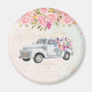 Vintager Lieferwagen LKW Rustikale Wasserfarbe Magnet