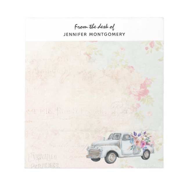 Vintager Lieferwagen LKW Rustikale Wasserfarbe Notizblock (Vorderseite)