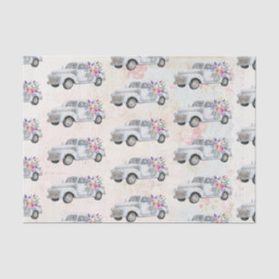 Vintager Lieferwagen LKW Rustikale Wasserfarbe Seidenpapier