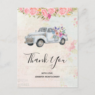 Vintager Lieferwagen LKW Rustikale Wasserfarbe Vie Postkarte