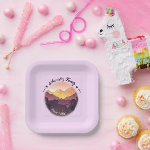 Vintager Lila Bauernhof Pappteller