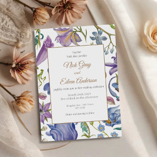 Vintager Lila Blumengarten Einladung zur Hochzeit