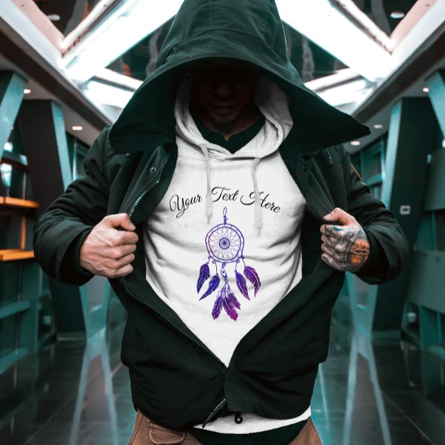 Vintager lila Dreamcatcher mit positivem Zitat Hoodie (Von Creator hochgeladen)