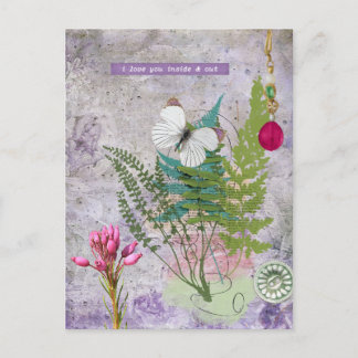 Vintager Lila Garten Postkarte