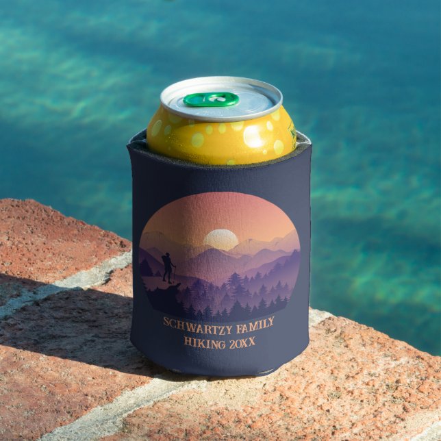 Vintager Lila Gelber Wanderberg Sonnenuntergang Dosenkühler (In Situ Pool)