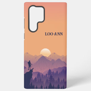 Vintager Lila Gelber Wanderberg Sonnenuntergang Samsung Galaxy Hülle