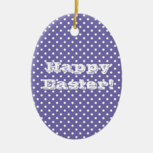 Vintager Lila Polka Dot Happy Oaster Keramik Ornament