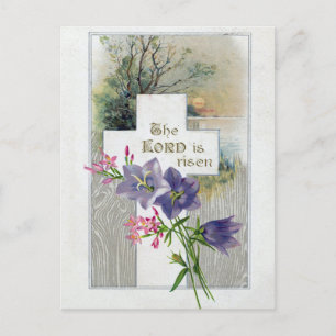 Vintager Lila rosa Blumenkreuz Osterzeit Feiertagspostkarte