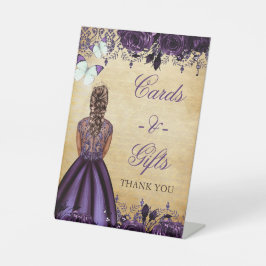 Vintager Lila Schmetterlingstisch Sockelschild