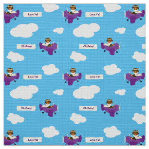 Vintager Lila Teddybär-Pilot Stoff