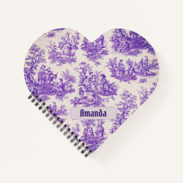 Vintager lila Toile de jouy monogramm Notizbuch