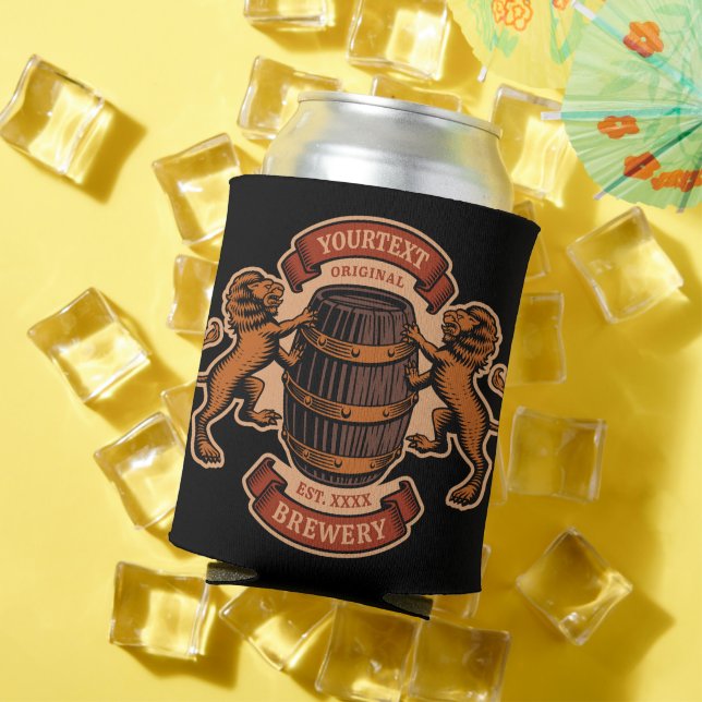 Vintager Lion Oak Barrel Personalisiert Brauerei B Dosenkühler (In Situ Sommer)