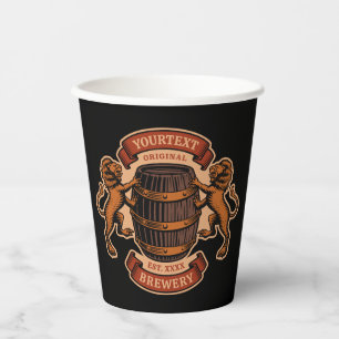 Vintager Lion Oak Barrel Personalisiert Brauerei B Pappbecher
