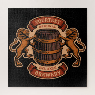 Vintager Lion Oak Barrel Personalisiert Brauerei B Puzzle