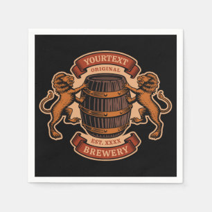 Vintager Lion Oak Barrel Personalisiert Brauerei B Serviette