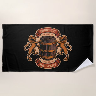 Vintager Lion Oak Barrel Personalisiert Brauerei B Strandtuch