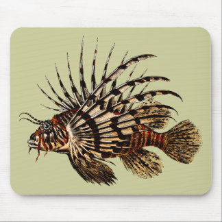 Vintager Lionfish-Kunst-Druck Mousepad