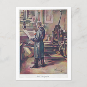 Vintager Lithograph + Lithograph Postkarte