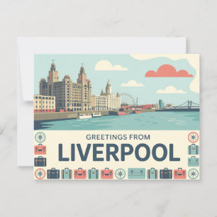 Vintager Liverpool Postkarte   Grüße aus