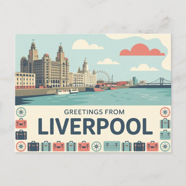 Vintager Liverpool Postkarte | Grüße aus (Vorderseite)