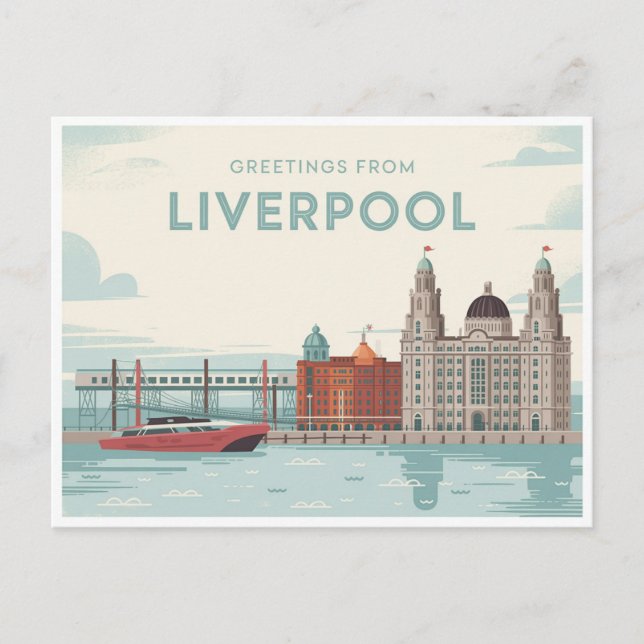 Vintager Liverpool Postkarte | Grüße aus (Vorderseite)