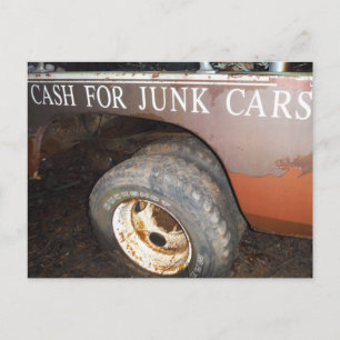 Vintager LKW-Bargeld für Junk Car Sign Postkarte