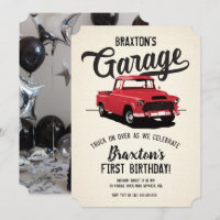 Vintager LKW Birthday Party Foto Einladung