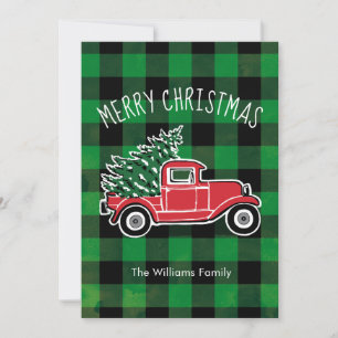 Vintager LKW Buffalo Karierte Urlaubskarte Feiertagskarte