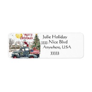 Vintager Lkw Frohe Weihnachtsadressen Labels