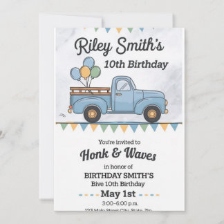 Vintager LKW-Honk & Wave Geburtstagsparade Einladu Einladung