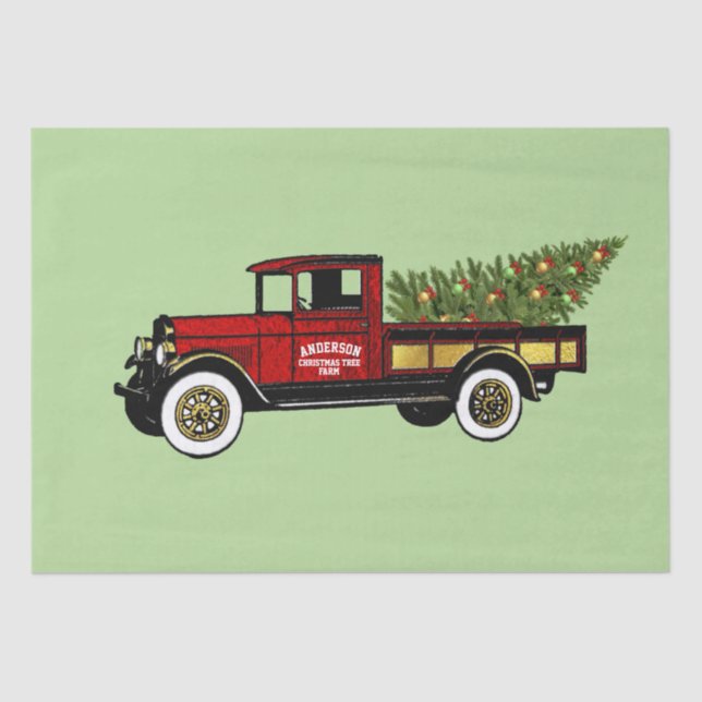 Vintager LKW Ihr Weihnachtsbaumpapier Seidenpapier (Vorderseite)