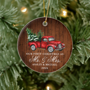 Vintager LKW-LKW-LKW-Holz - Mrs. Christmas Keramik Ornament