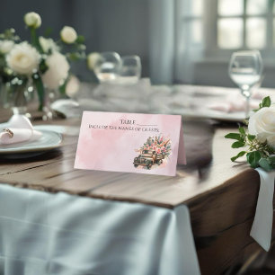 Vintager LKW mit Blume Hochzeit Platzkarte