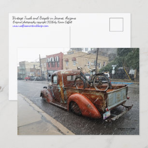 Vintager LKW mit Fahrrad / Jerome Arizona Postkart Einladung