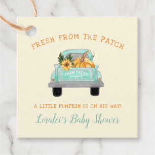 Vintager LKW mit Pumpkin Rustic Fall Baby Dusche Geschenkanhänger